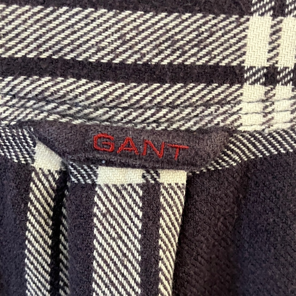GANT Campus Flannel Over-Shirt w/ Quilted Lining Navy and White Plaid Men’s M - Picture 8 of 10